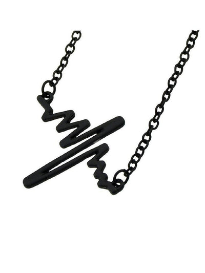 Black Chain With Heartbeat Charm Bracelet--Des Mess