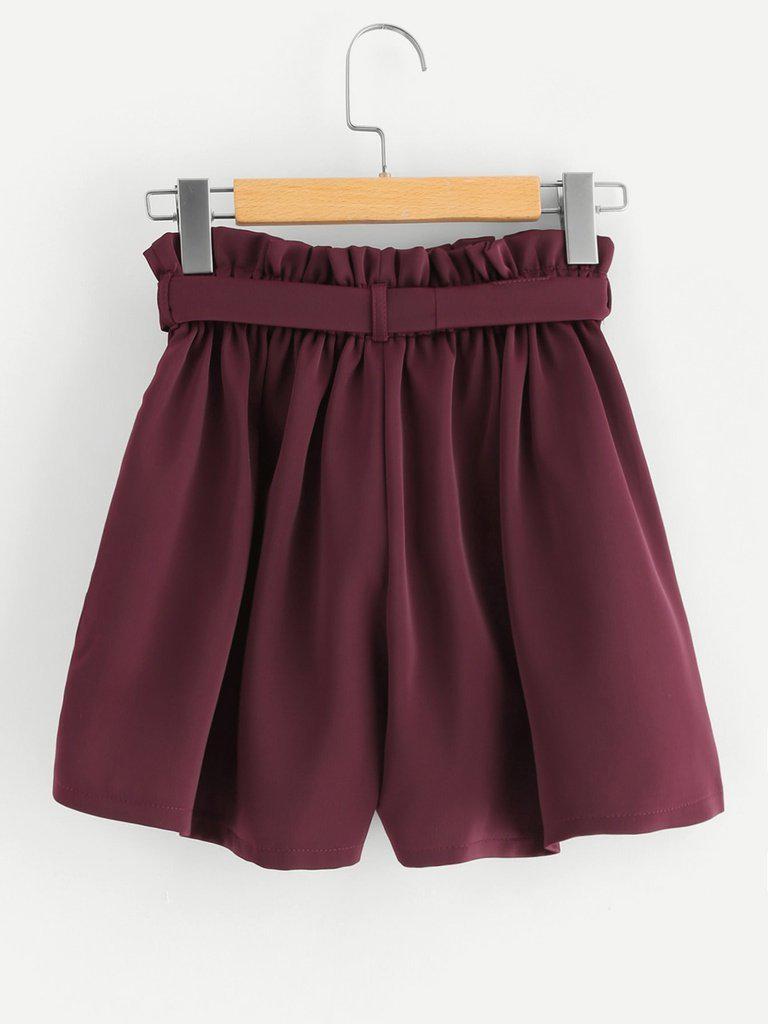 Frill Waist Self Tie Shorts-bottom-Des Mess