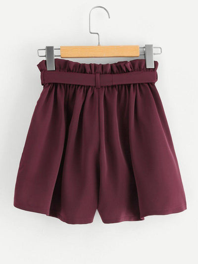 Frill Waist Self Tie Shorts-bottom-Des Mess