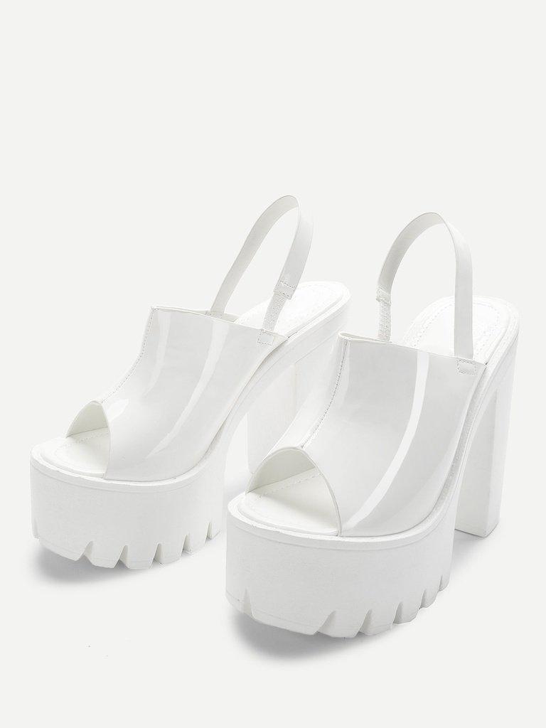 Peep Toe Patent Leather Platform Heels-shoes-Des Mess