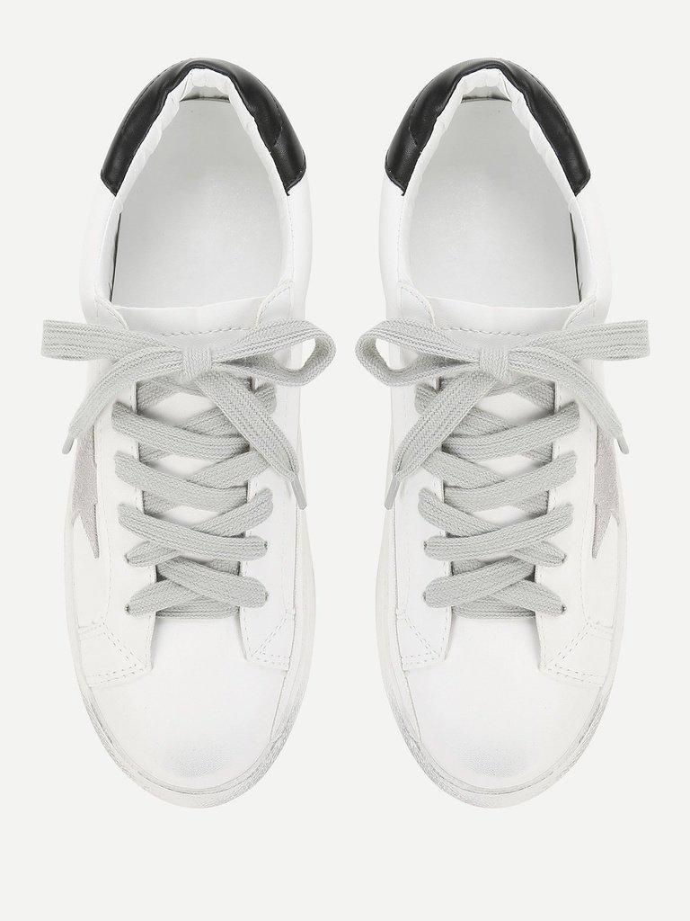 Star Patch Lace Up Splice Sneakers-shoes-Des Mess