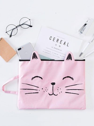 Cat Pattern Canvas File Folder Bag-others-Des Mess