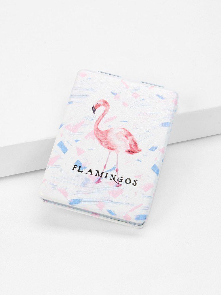 Flamingo Print Mirror-makeup-Des Mess