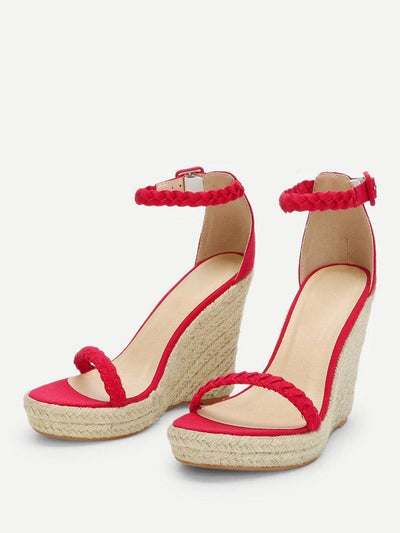 Plaited Strap Espadrille Wedge Sandals-shoes-Des Mess