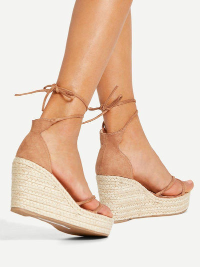 Lace Up Espadrille Wedges-shoes-Des Mess