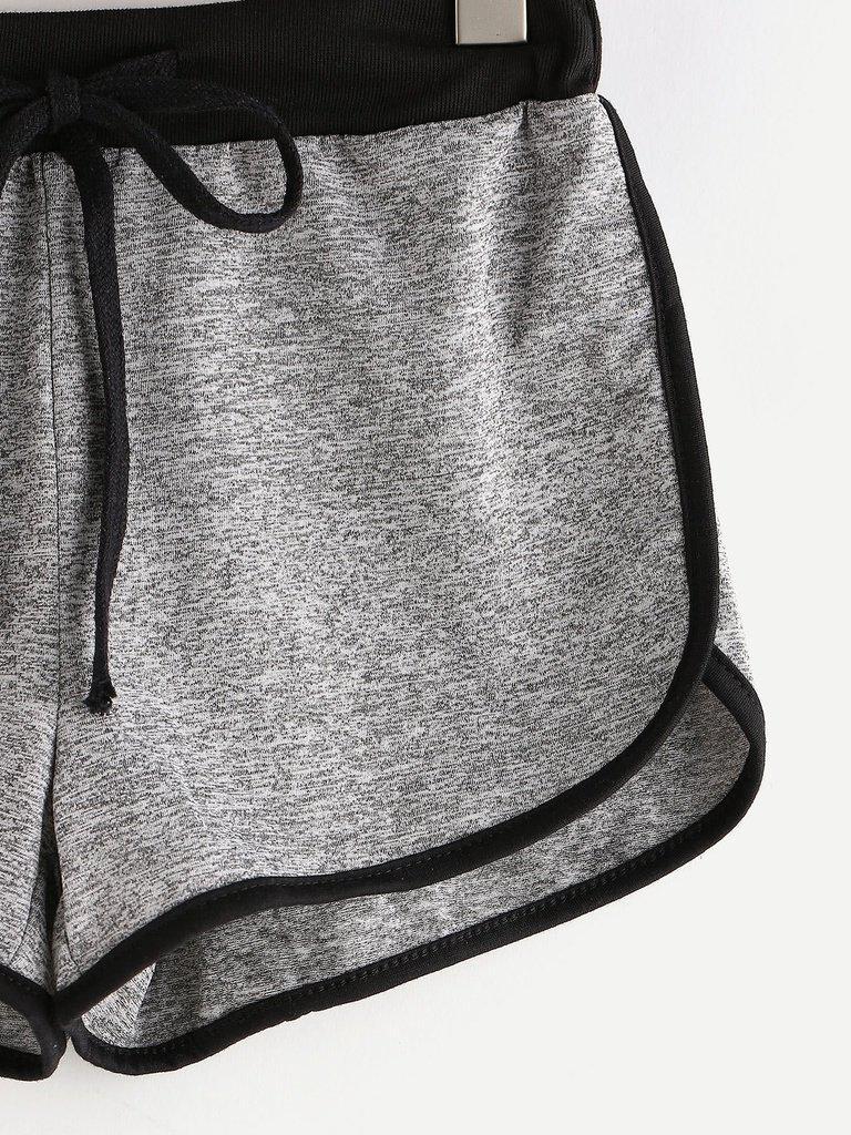 Drawstring Waist Ringer Shorts-bottom-Des Mess