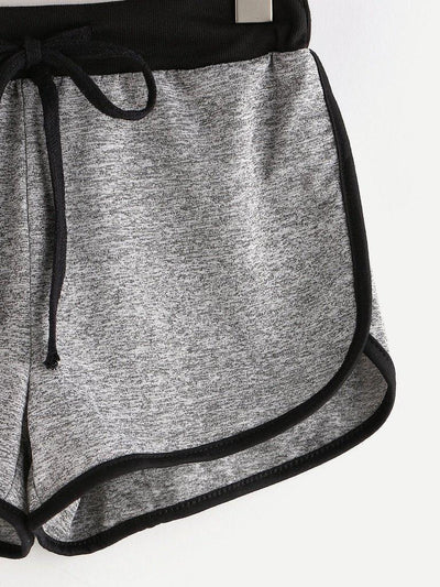 Drawstring Waist Ringer Shorts-bottom-Des Mess