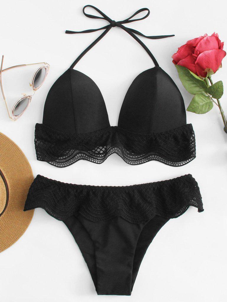 Crochet Lace Halter Bikini Set--Des Mess