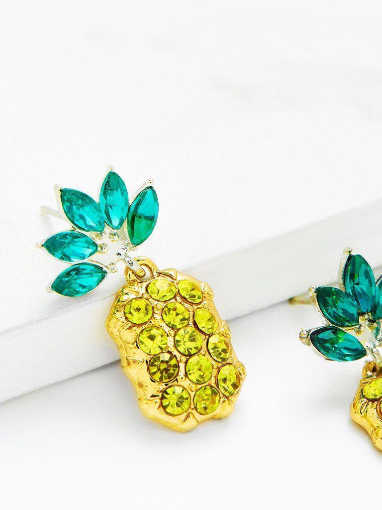 Rhinestone Overlay Pineapple Shaped Earrings-jewelry-Des Mess