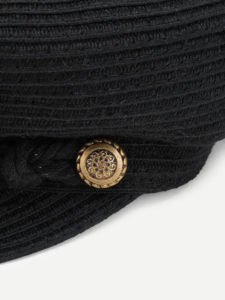 Button Detail Rib Bakerboy Cap-accessories-Des Mess