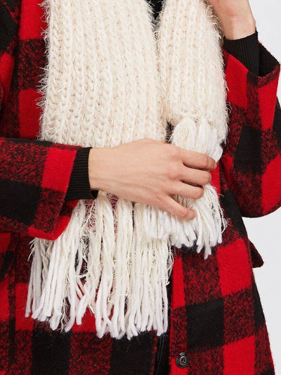 Fringe Trim Knit Scarf-accessories-Des Mess