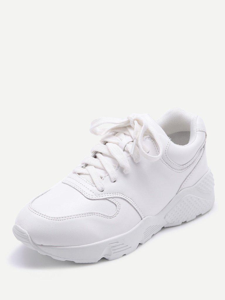 Faux Feather Lace Up Sneakers-shoes-Des Mess