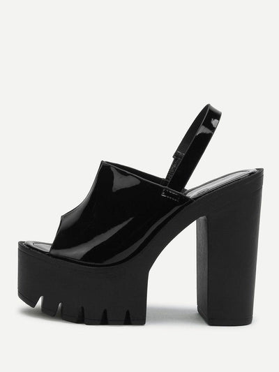 Peep Toe Patent Leather Platform Heels-shoes-Des Mess