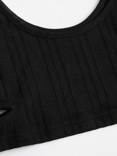 Cutout Ribbed Knit Sports Bra-sportswear-Des Mess