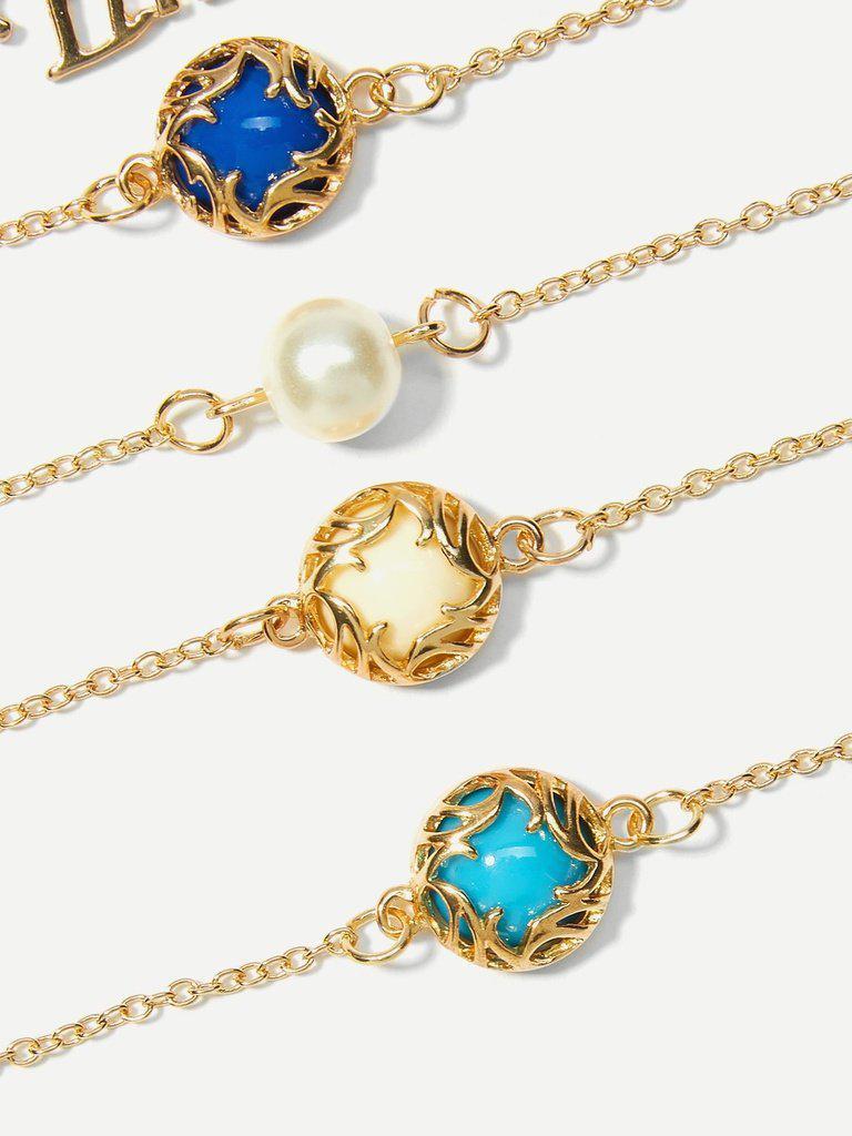 Ball Detail Chain Bracelet Set 5pcs--Des Mess