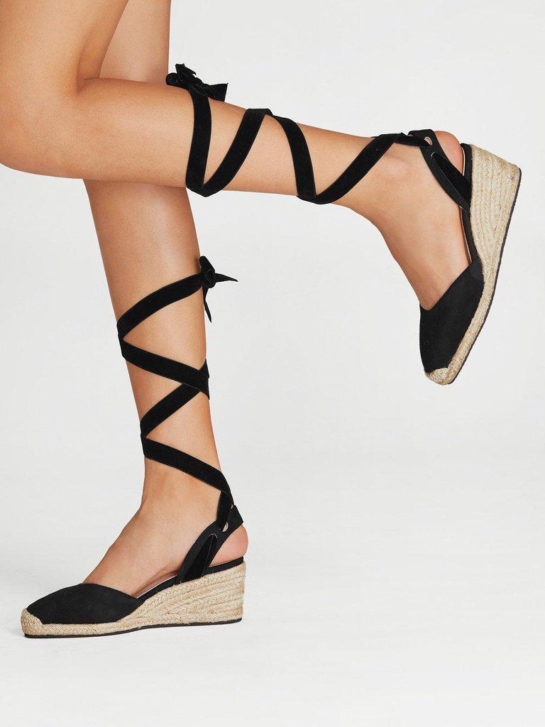 Lace Up Espadrille Wedges-shoes-Des Mess