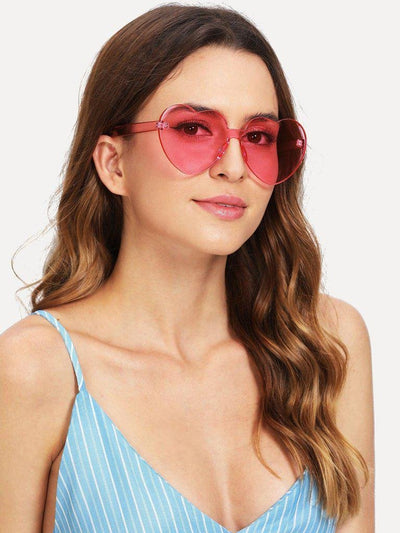 Heart Shaped Lens Rimless Sunglasses-accessories-Des Mess