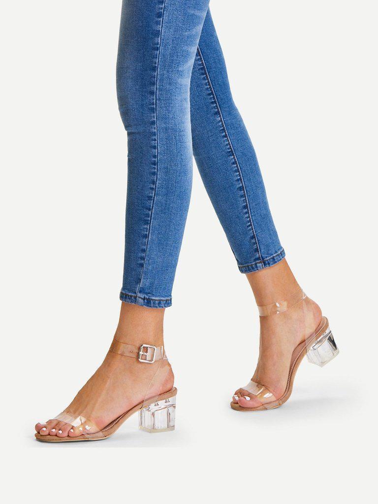 Clear Strap Block Heeled Sandals-shoes-Des Mess
