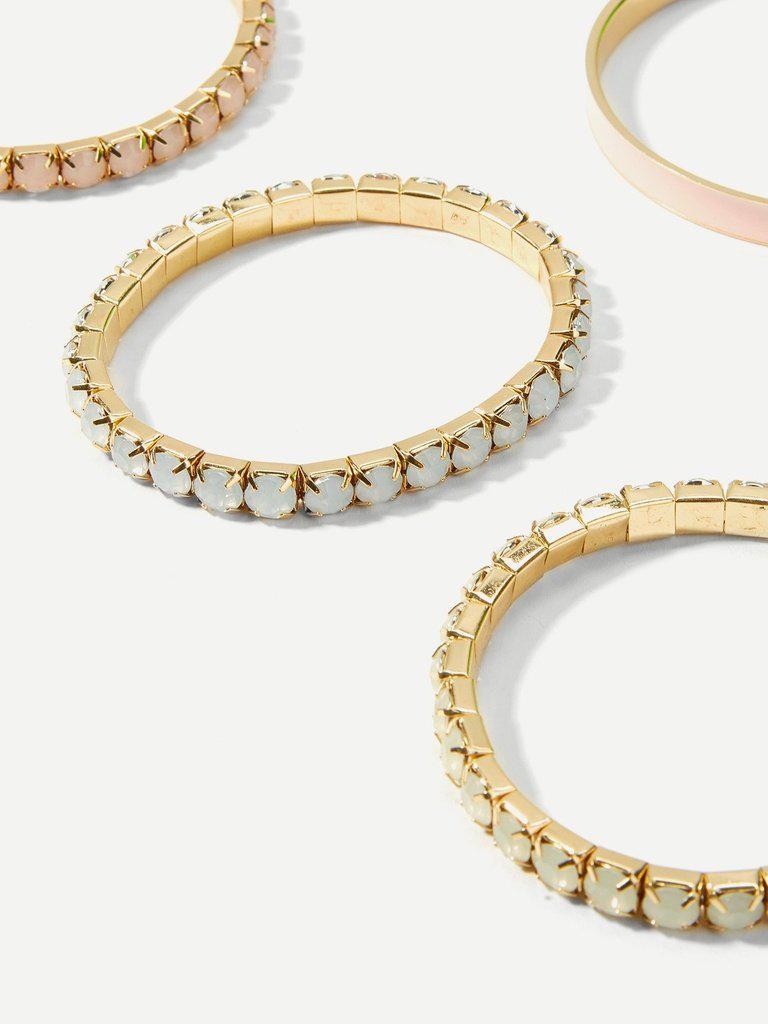 Beaded Detail Bracelet Set 6pcs--Des Mess
