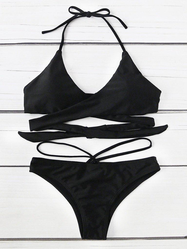 Halter Wrap Bikini Set--Des Mess