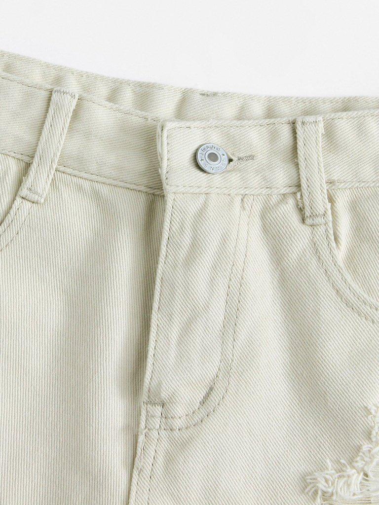 Frayed Hem Ripped Denim Shorts-bottom-Des Mess
