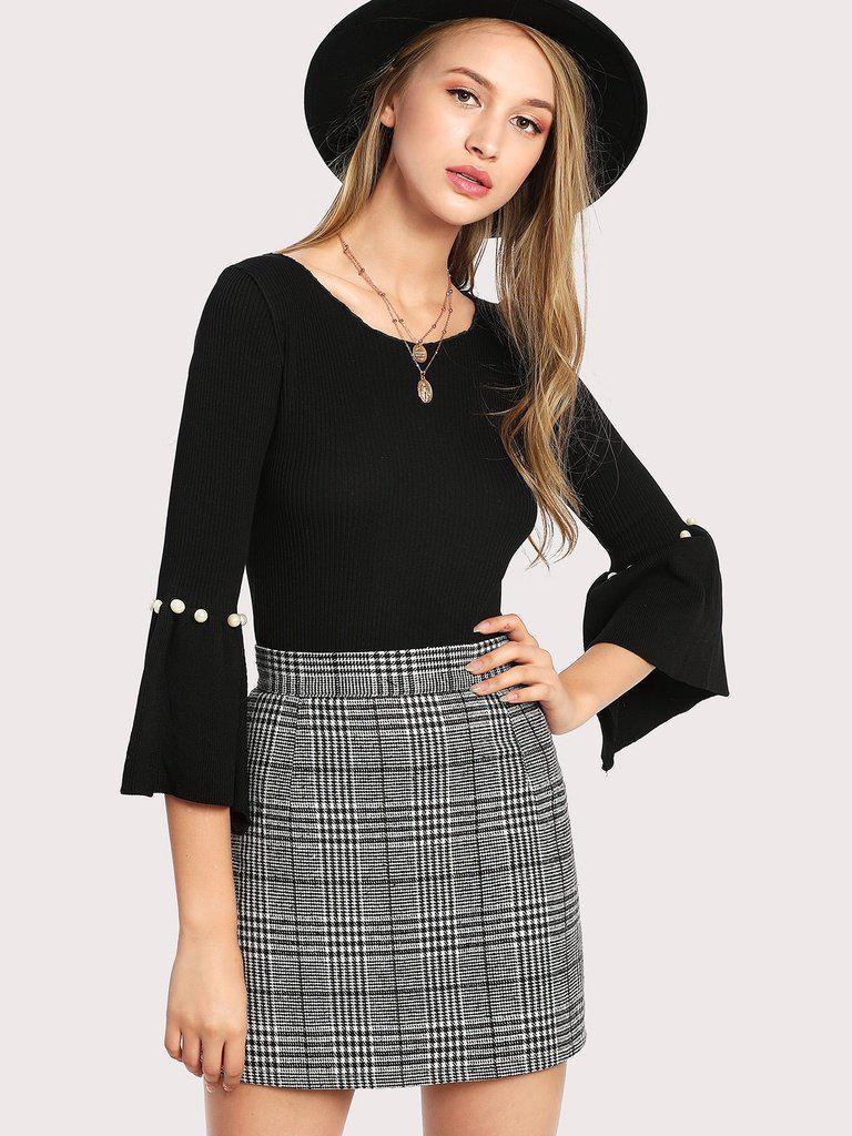 Wales Check Zip Back Skirt-bottom-Des Mess