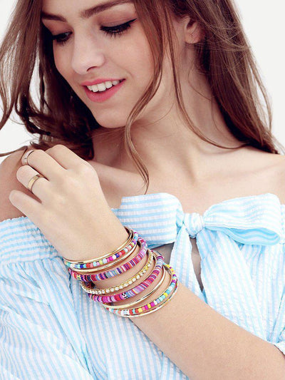 Colorful Multilayer Beaded Crochet Bracelet--Des Mess