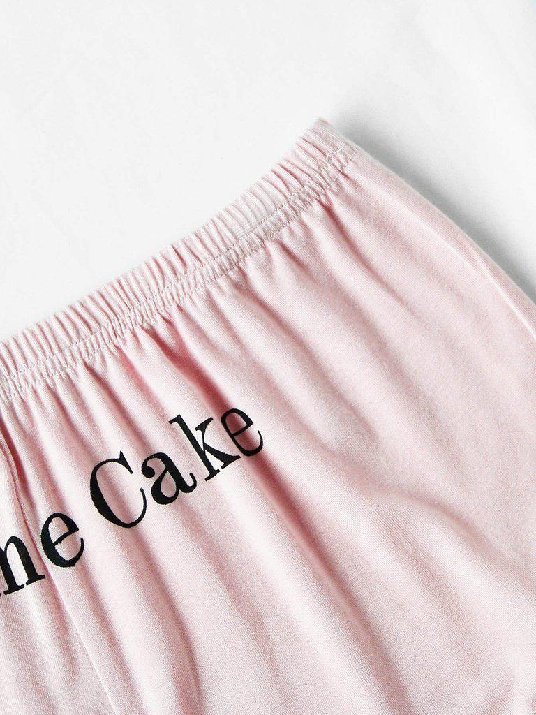 Letter Print Cami And Ruffle Shorts Pajama Set-loungewear-Des Mess