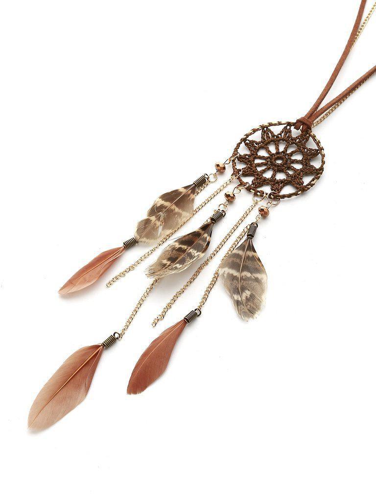 Dreamcatcher And Feather Vintage Necklace-jewelry-Des Mess