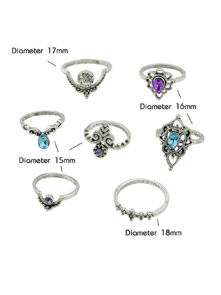7Pcs/Set Water Drop Geometric Knuckle Ring Set-jewelry-Des Mess