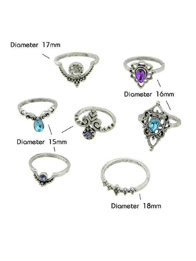 7Pcs/Set Water Drop Geometric Knuckle Ring Set-jewelry-Des Mess
