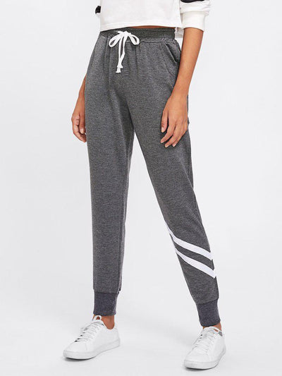 Drawstring Waist Striped Trim Sweatpants-bottom-Des Mess