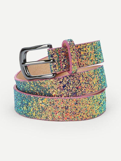 Metal Buckle Sequin Belt-accessories-Des Mess