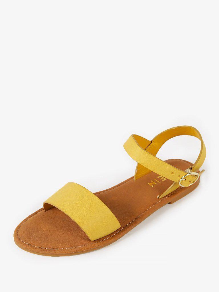Single Band Ankle Strap Sandal MUSTARD-shoes-Des Mess