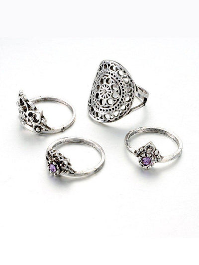 Hollow Design Rings Set 4pcs-jewelry-Des Mess