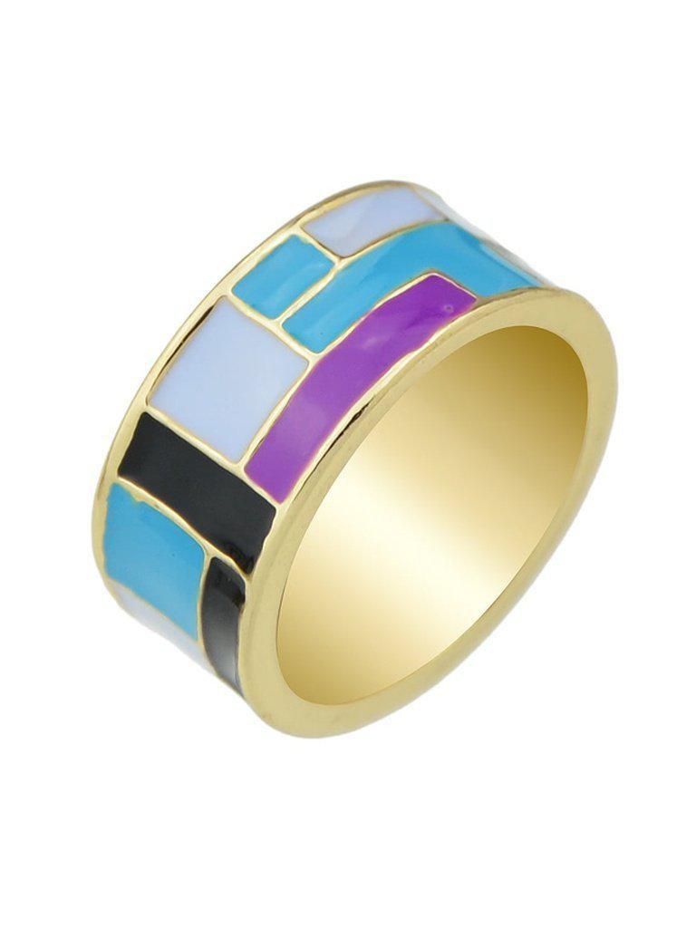 Purple-8 Enamel Geometric Pattern Finger Rings-jewelry-Des Mess