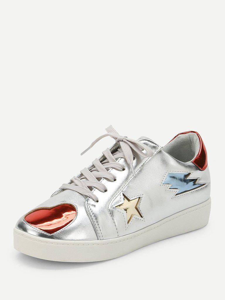 Star & Heart Pattern Sneakers-shoes-Des Mess