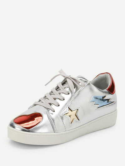 Star & Heart Pattern Sneakers-shoes-Des Mess