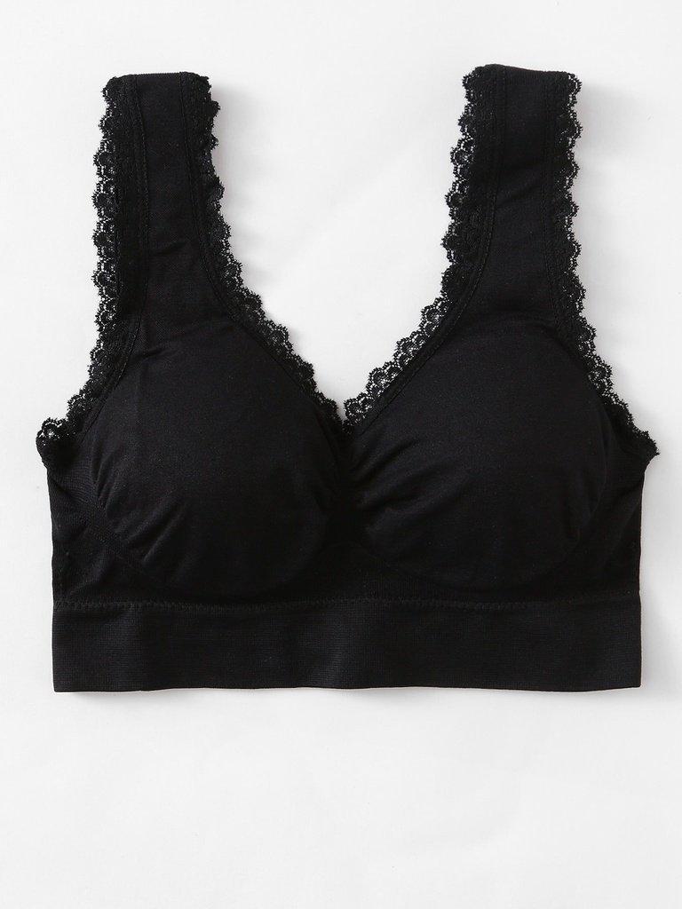 Lace Edge Ruched Detail Sports Bra-sportswear-Des Mess