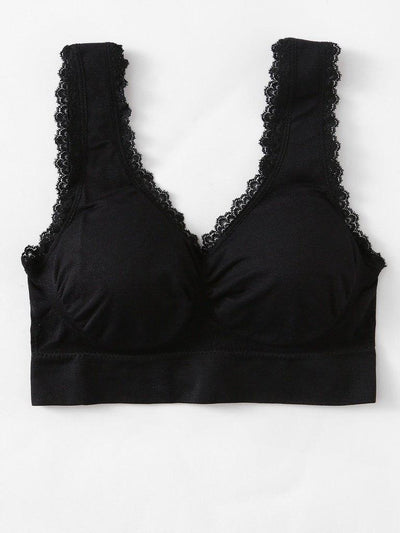 Lace Edge Ruched Detail Sports Bra-sportswear-Des Mess