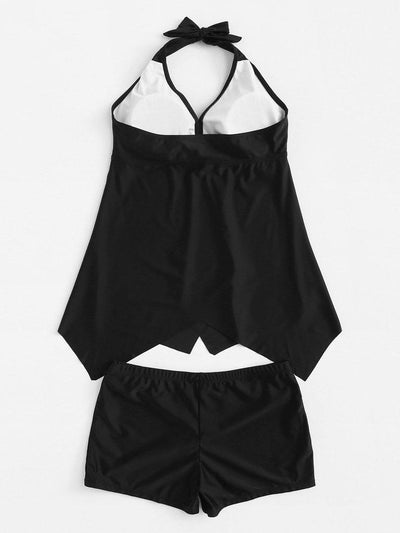 Asymmetric Halter Tankini Set-swimwear-Des Mess