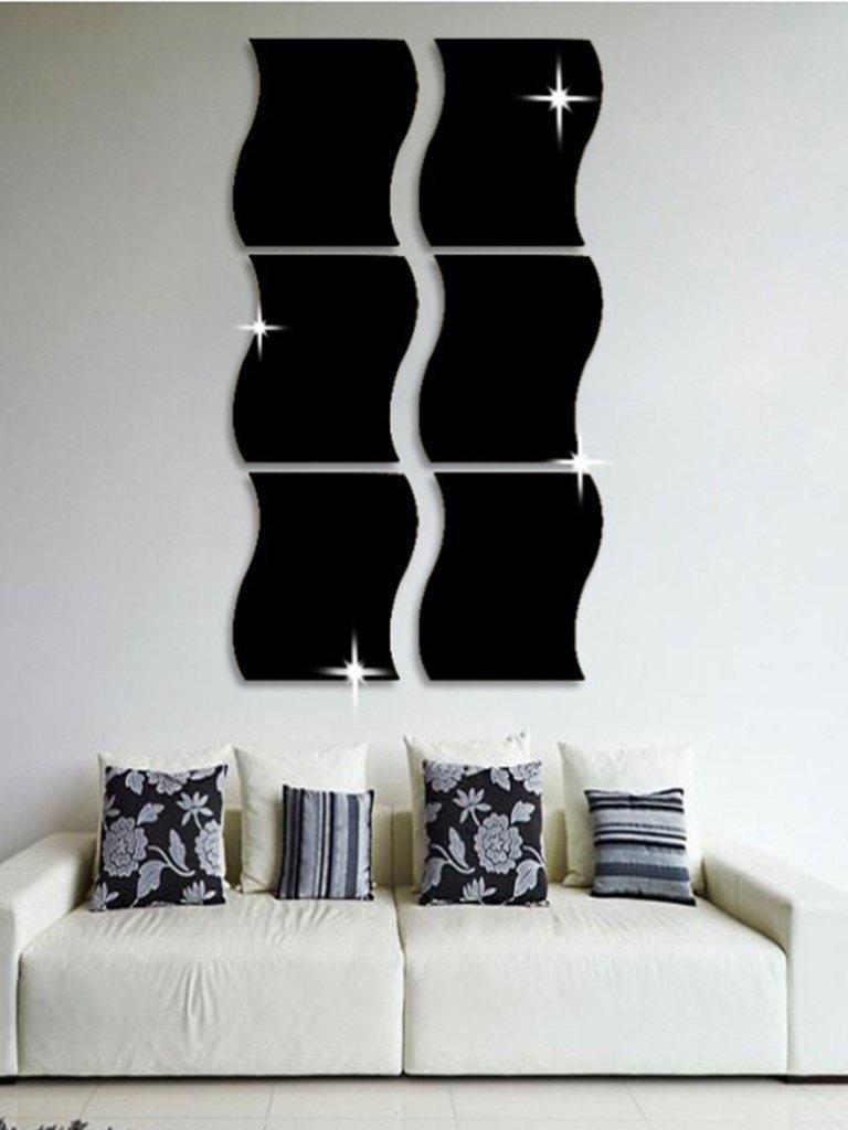 Wave Shape Mirror Wall Sticker Set 6pcs-others-Des Mess