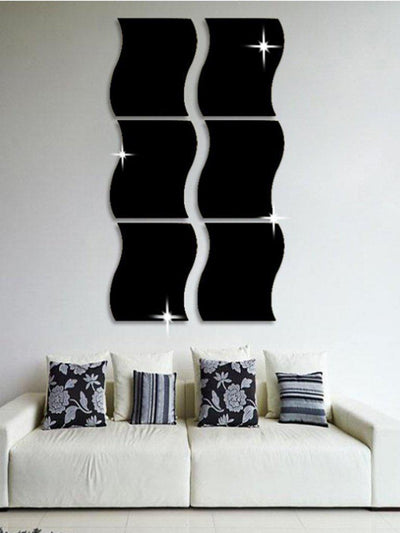 Wave Shape Mirror Wall Sticker Set 6pcs-others-Des Mess
