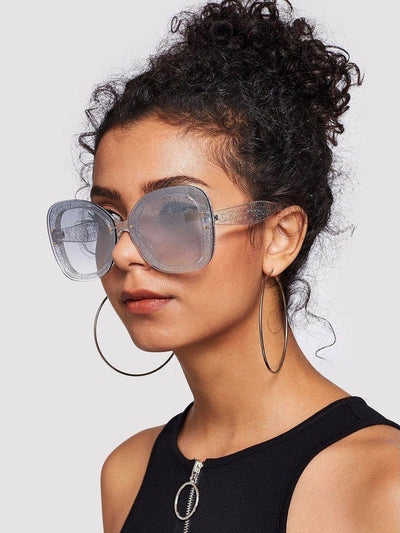 Glitter Frame Mirror Lens Sunglasses-accessories-Des Mess
