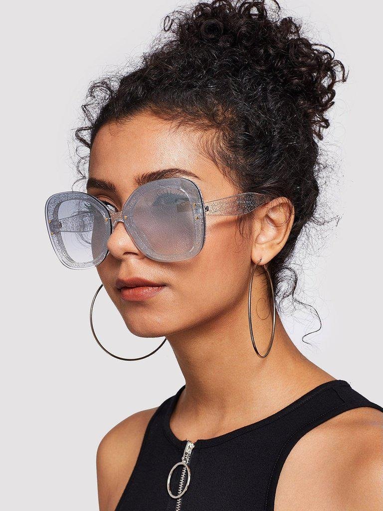 Glitter Frame Mirror Lens Sunglasses-accessories-Des Mess