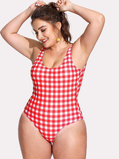 Open Back Grid Swimsuit-swimwear-Des Mess