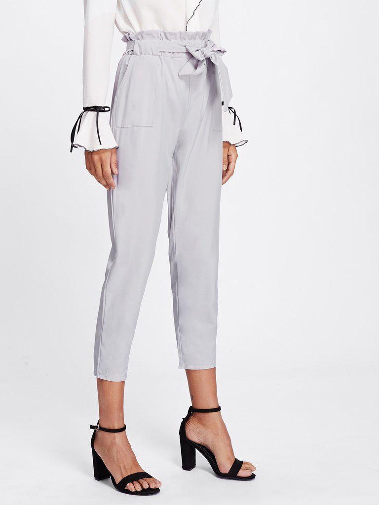 Ruffle Waist Self Tie Capri Pants-bottom-Des Mess