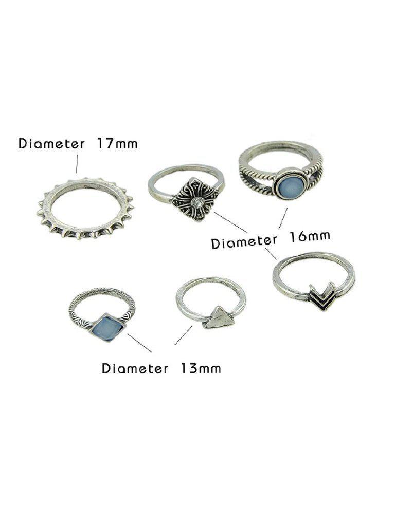 6 Pcs/Set Blue Beads Finger Ring-jewelry-Des Mess