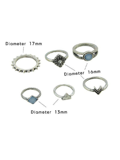 6 Pcs/Set Blue Beads Finger Ring-jewelry-Des Mess