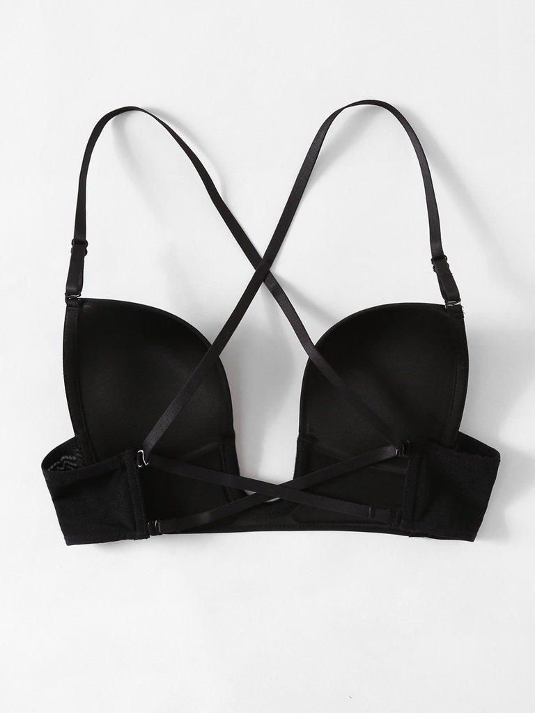 Cross Back U Plunge Bra-lingerie-Des Mess
